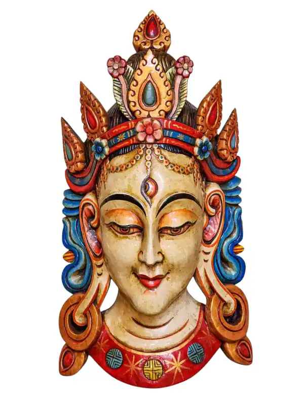 Masque en bois de peuplier de la Tara blanche pour la guérison