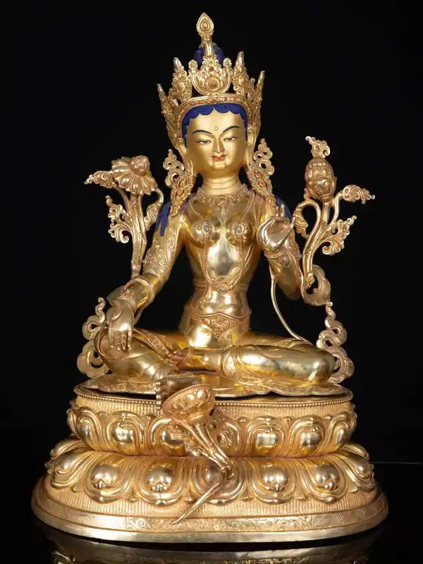 Statue en cuivre de Tara Verte – 54 cm Symbole de la Compassion