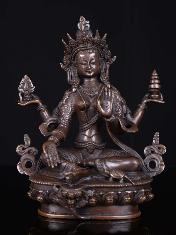 Statue en cuivre de la déesse Lakshmi – Symbole de richesse et de prospérité, faite à la main de haute qualité