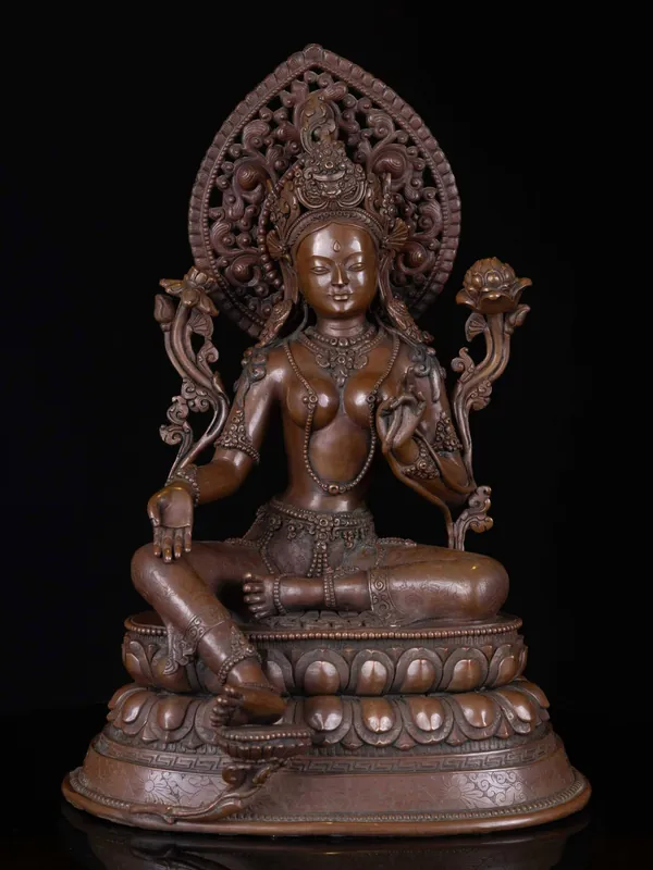 Statue de Tara Verte – Bronze de haute qualité, incarnant la compassion et l’action rapide, 41 cm