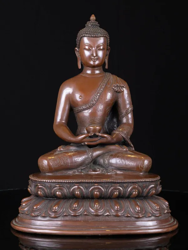 Statue d’Amitabha Bouddha – Artisanat en cuivre de la lumière infinie et de la compassion
