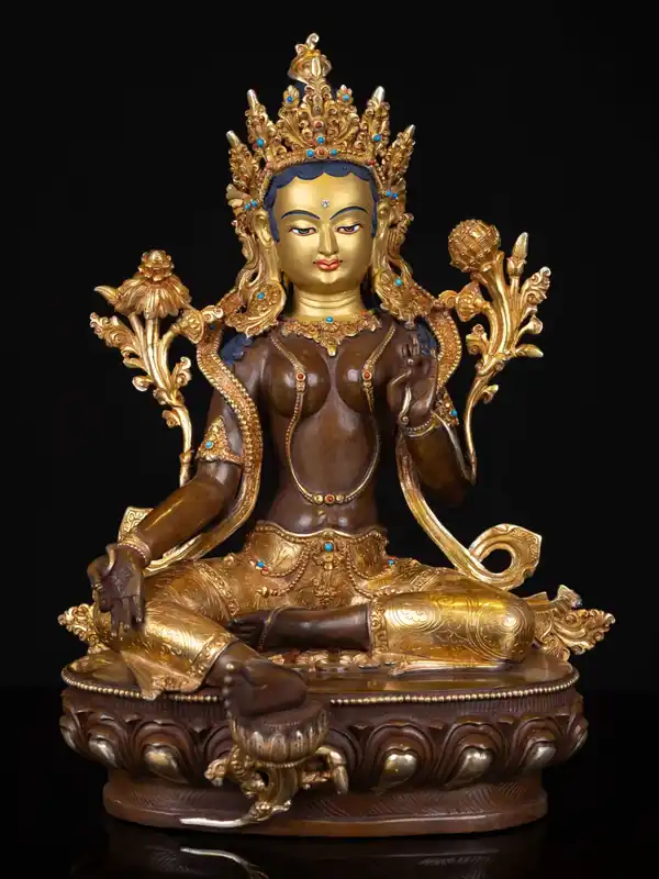 Statue en cuivre de Tara Verte – Protectrice Divine