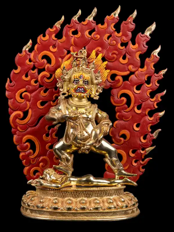Statue en cuivre de Yamantaka – Destructeur courroucé de l’ignorance, 34 cm, Art spirituel durable