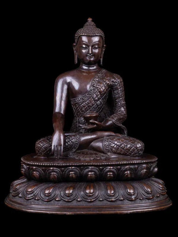 Statue en cuivre de Shakyamuni Bouddha – L’Éveillé, 28 cm