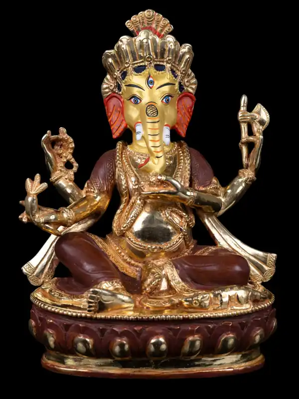 Statue de Ganesh – Cuivre avec visage doré