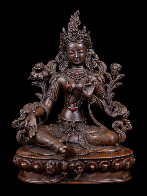 Statue en cuivre de Tara verte – 22 cm de Compassion