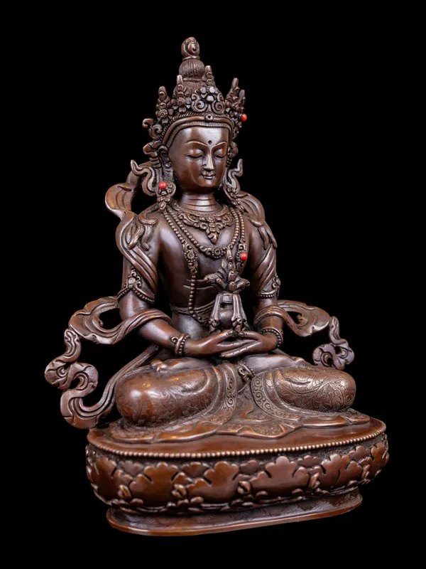 Statue en cuivre du Bouddha de la Longue Vie