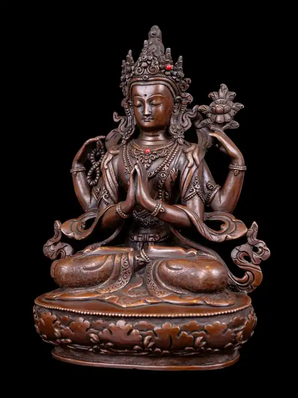 Statue de Chenrezig en cuivre de haute qualité – Bodhisattva de la Compassion