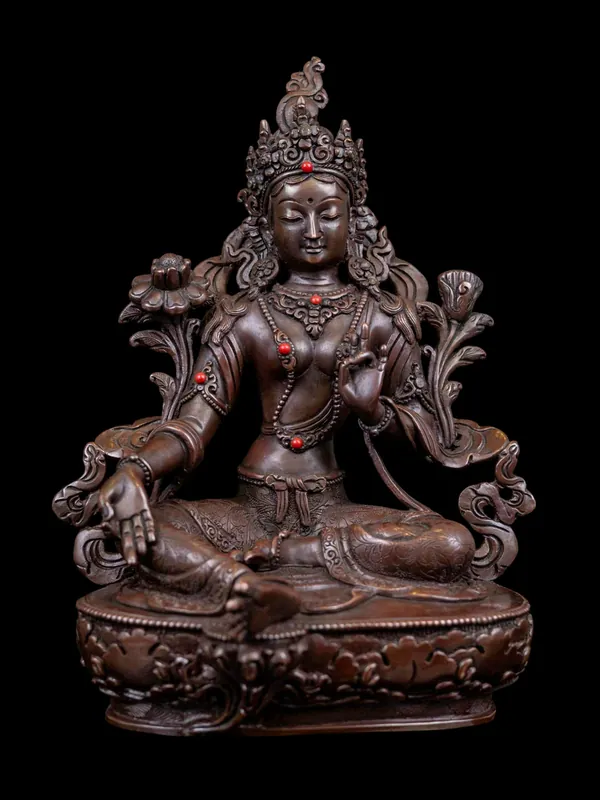 Statue en cuivre de haute qualité de la Tara verte – Déesse de la compassion et de l’action rapide