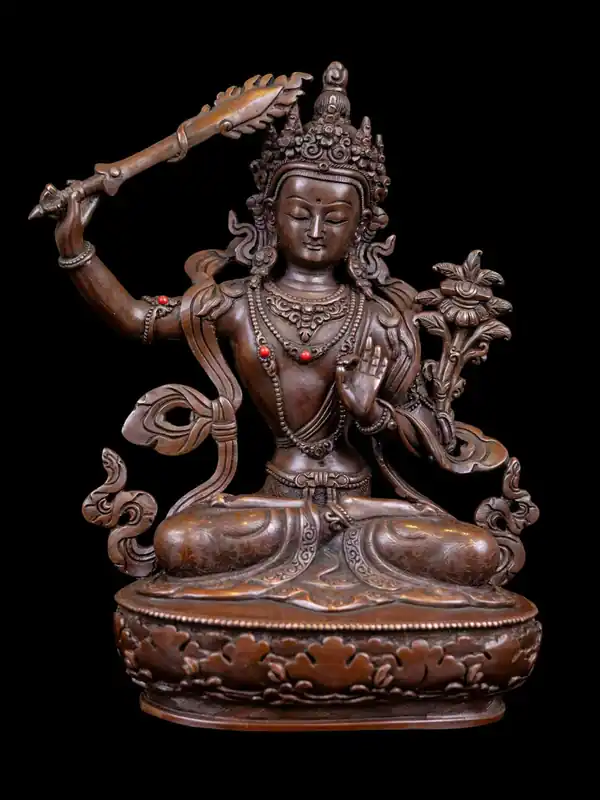 Statue de Bouddha de la sagesse en cuivre de Manjushri