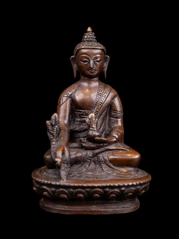 Miniature Statue du Bouddha Médecine Guérisseur – Artisanat en cuivre pour la santé et la paix