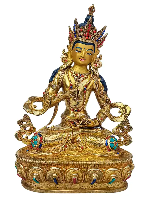 Statue en cuivre de Vajrasattva – Pureté et Éveil avec visage en or plaqué