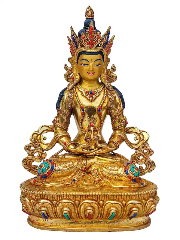 Statue en cuivre d’Aparimita avec visage plaqué or