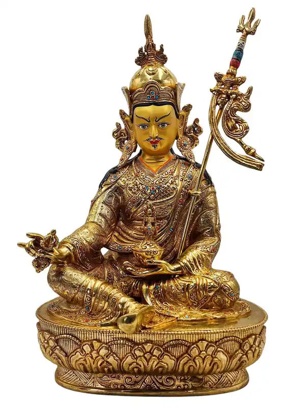 Statue de Padmasambhava avec visage doré