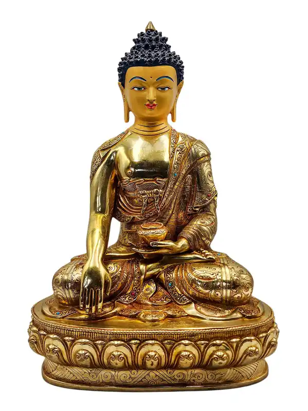 Statue de Shakyamuni Bouddha – Cuivre plaqué or