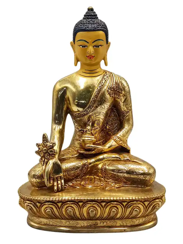 Statue de Bouddha Médecin en cuivre fait main – 22 cm de guérison et de tranquillité
