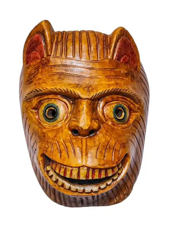 Masque tibétain en bois – Artisanat en bois de peuplier