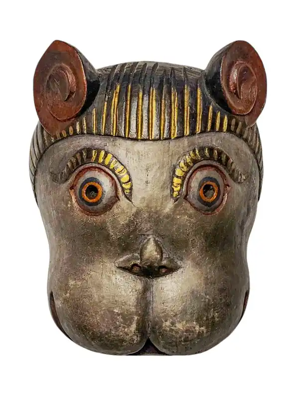 Masque en bois de Vajrayana suspendu au mur en bois de peuplier