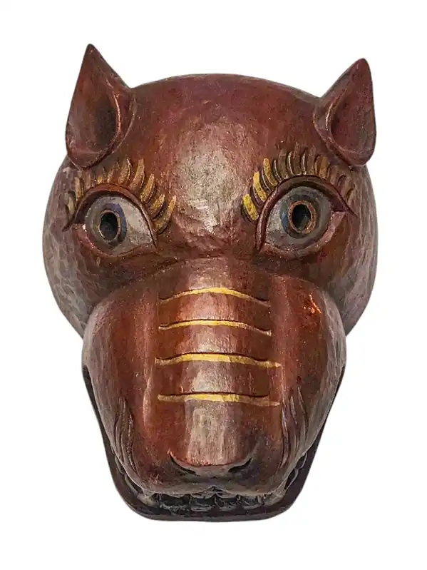 Masque animal en bois de peuplier peint à la main