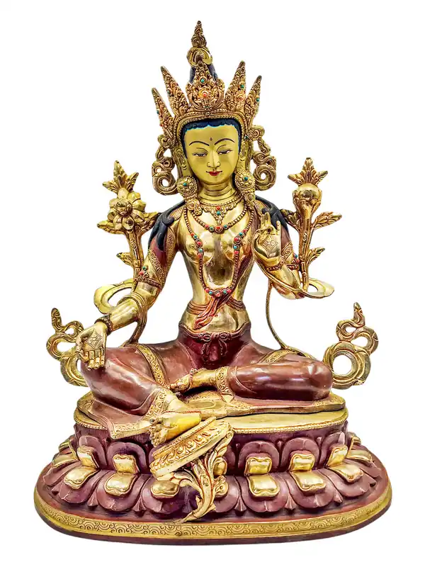 Statue en cuivre de la Tara verte – Finition dorée
