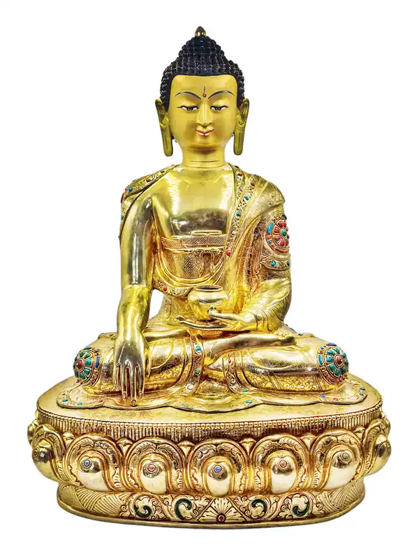 Statue en cuivre de Shakyamuni Buddha – Visage doré, chef-d’œuvre de 60 cm d’éveil