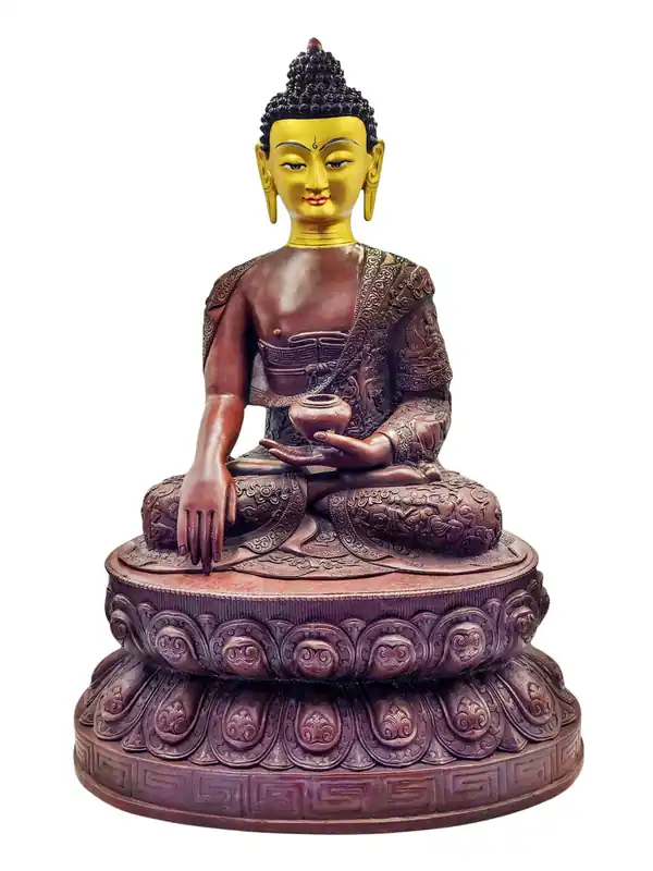 Statue en cuivre de Shakyamuni Bouddha – Fini oxydé chocolat