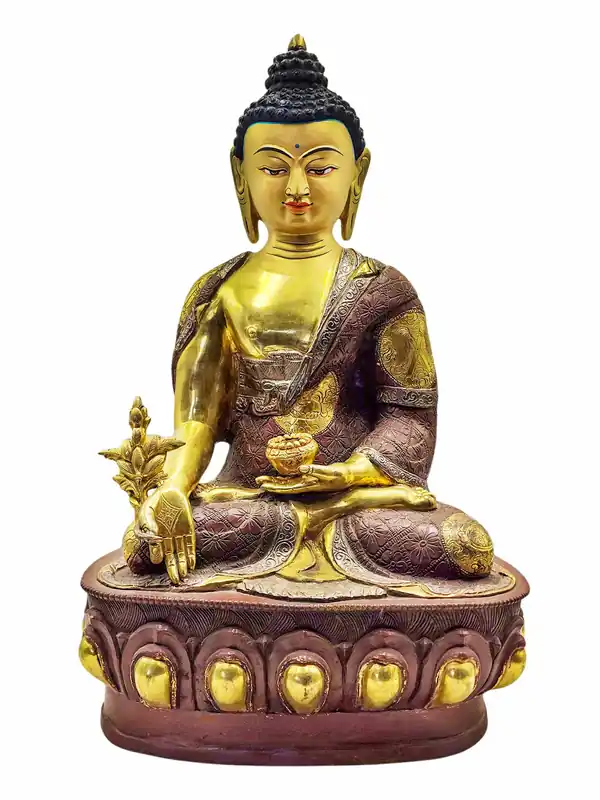 Statue du Bouddha de la Médecine – Cuivre avec plaquage d’or