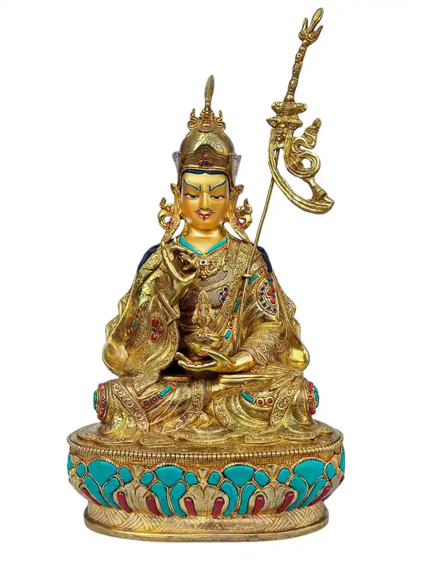 Statue de Padmasambhava – Visage doré, cuivre