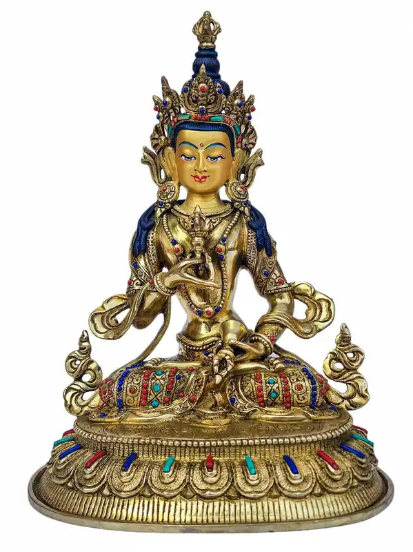Statue en cuivre de Vajrasattva – Visage doré