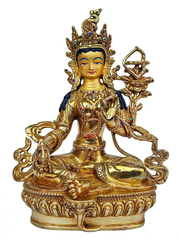 Statue de Tara Rouge – Cuivre, visage en or plaqué