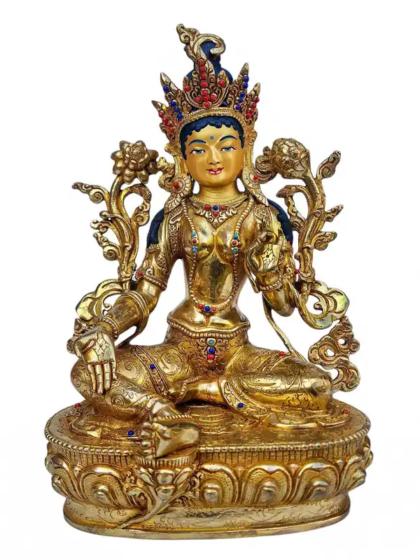 Statue en cuivre de Tara Verte – Compassion et Action