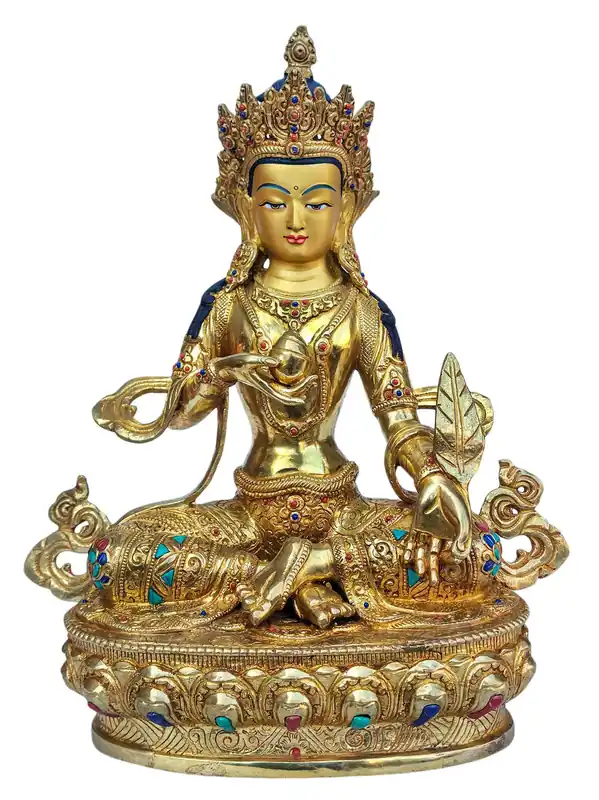 Statue en cuivre de Ksitigarbha avec visage plaqué or