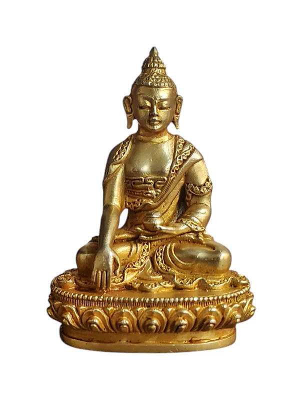 Statue miniature en cuivre du Bouddha Shakyamuni