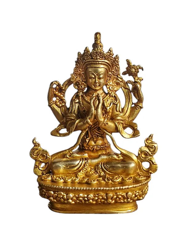 Statue miniature de Chenrezig en cuivre – Incarnation de la Compassion