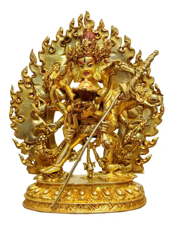 Statue en cuivre de Chakrasamvara – Divinité tantrique sacrée de l’illumination