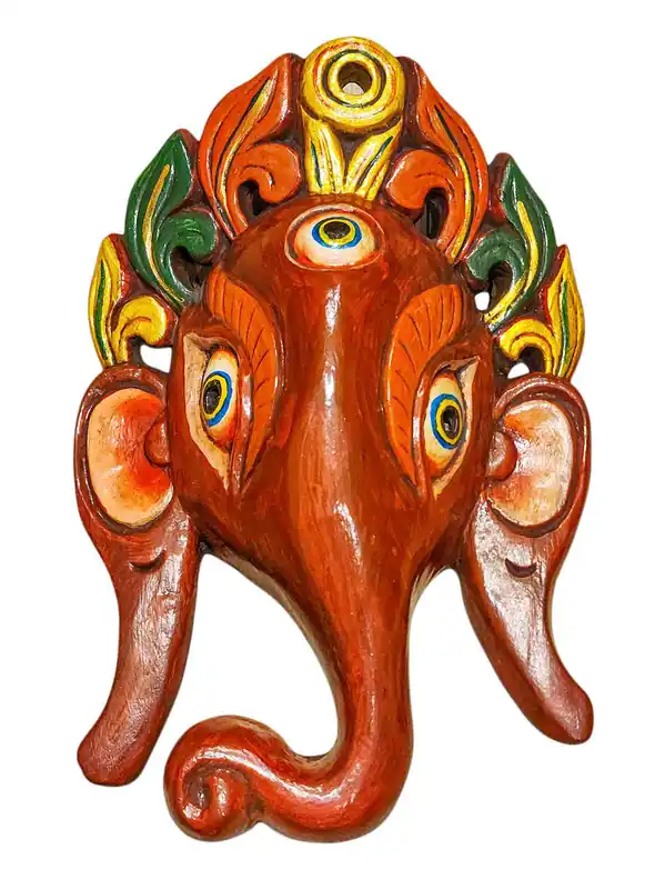 Masque en bois de Ganesh – Symbole de la sagesse