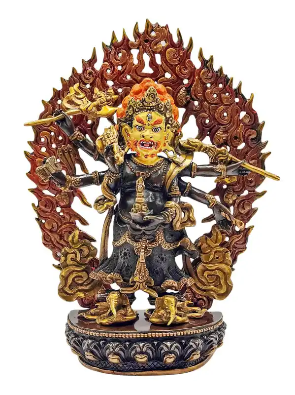 Statue en cuivre de Mahakala blanc – Fini oxydé chocolat