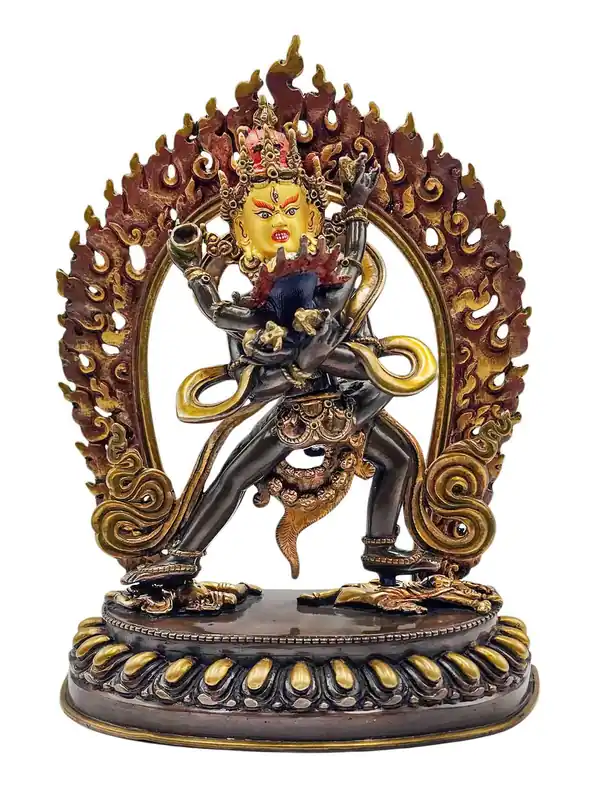 Statue en cuivre de Chakrasamvara – Fini oxydé chocolat