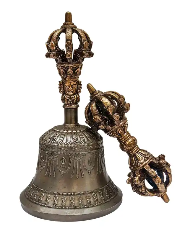 Ensemble de cloche en bronze à 9 points et dorje vajra
