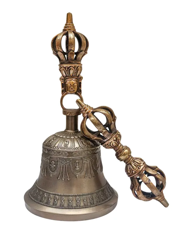 Ensemble de cloche en bronze à 9 points et dorje vajra