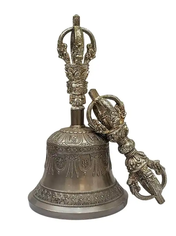 Ensemble de cloche en bronze pur et dorje vajra