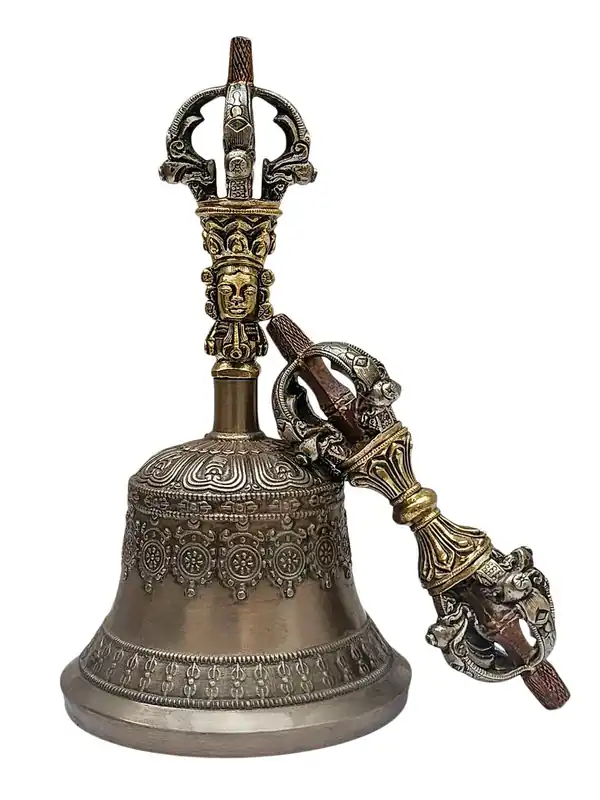 Ensemble de cloche en bronze pur et dorje vajra