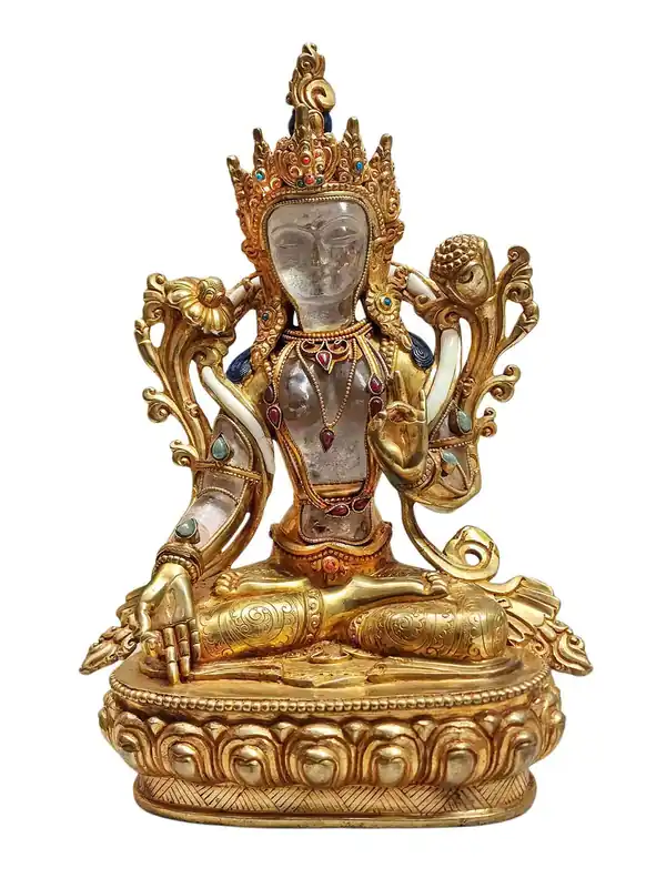 Statue de Tara Blanche en Cristal et Cuivre