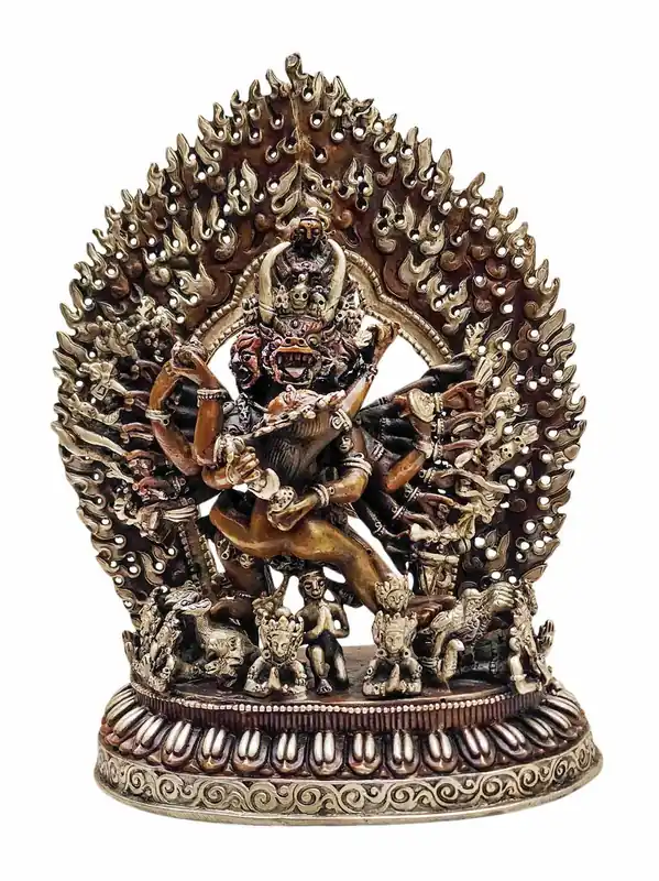 Statue en cuivre de Yamantaka Shakti – Vajrabhairava, Protecteur Fier contre l’Ignorance