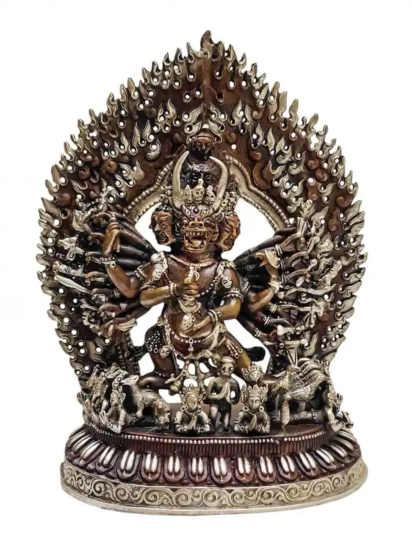 Statue en cuivre de Yamantaka – Destructeur courroucé de l’Ignorance, 20 cm