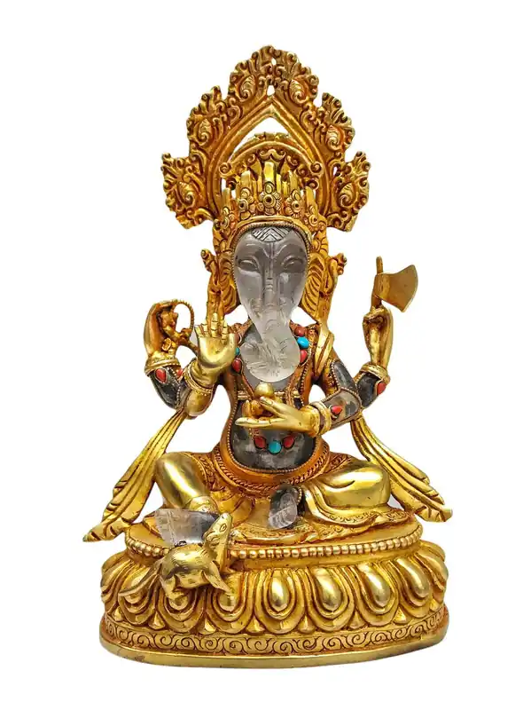 Statue de Ganesha en cristal – Cuivre et cristal 21 cm