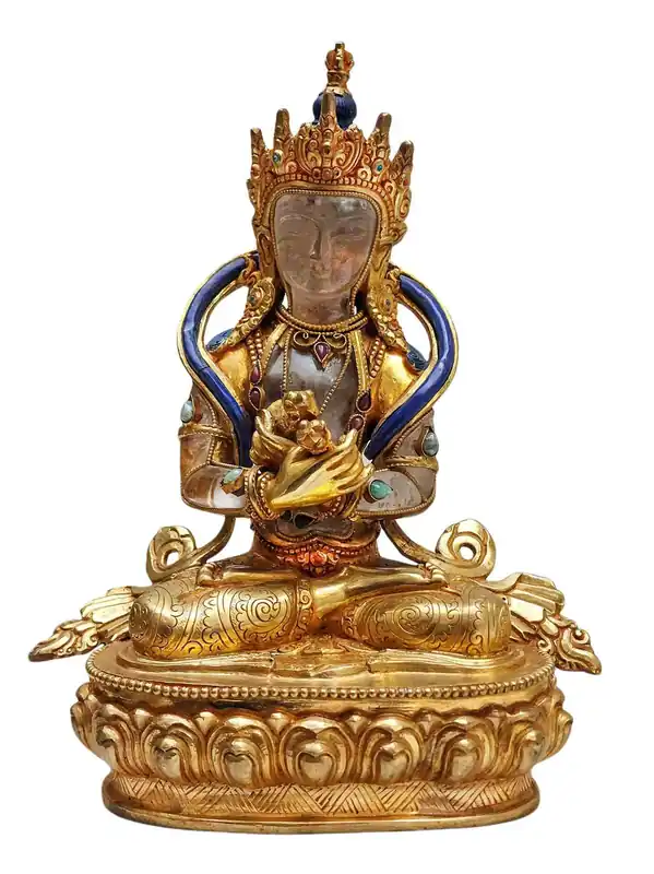 Statue du Vajrasattva en cristal – Cuivre et cristal plaqué or – 22 cm d’illumination