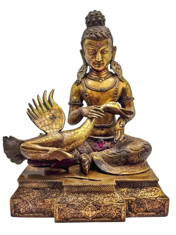 Statue de Siddhartha – Chef-d’œuvre en cuivre plaqué or de la compassion et de l’illumination
