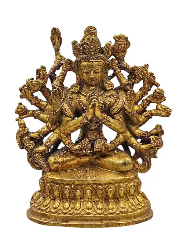 Statue en cuivre de Cundi, symbole de sagesse et de protection