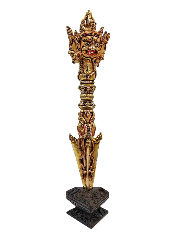 Dague rituelle en cuivre puissant Phurba – Symbole plaqué or de la coupe des obstacles